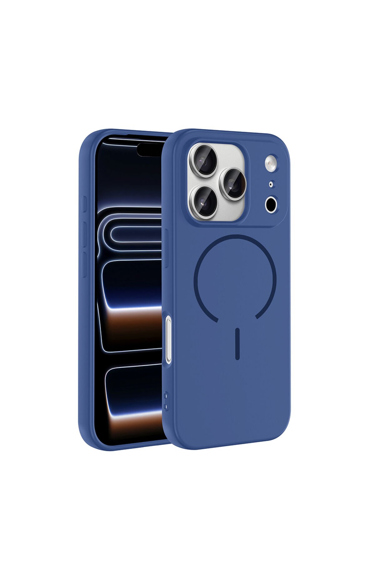 iPhone 17 Pro Max Kılıf M-safe Şarj Özellikli Zore Meta Kapak Lacivert