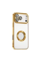 iPhone 17 Pro Max Kılıf Kamera Korumalı Logo Gösteren Zore Omega Kapak Gümüş