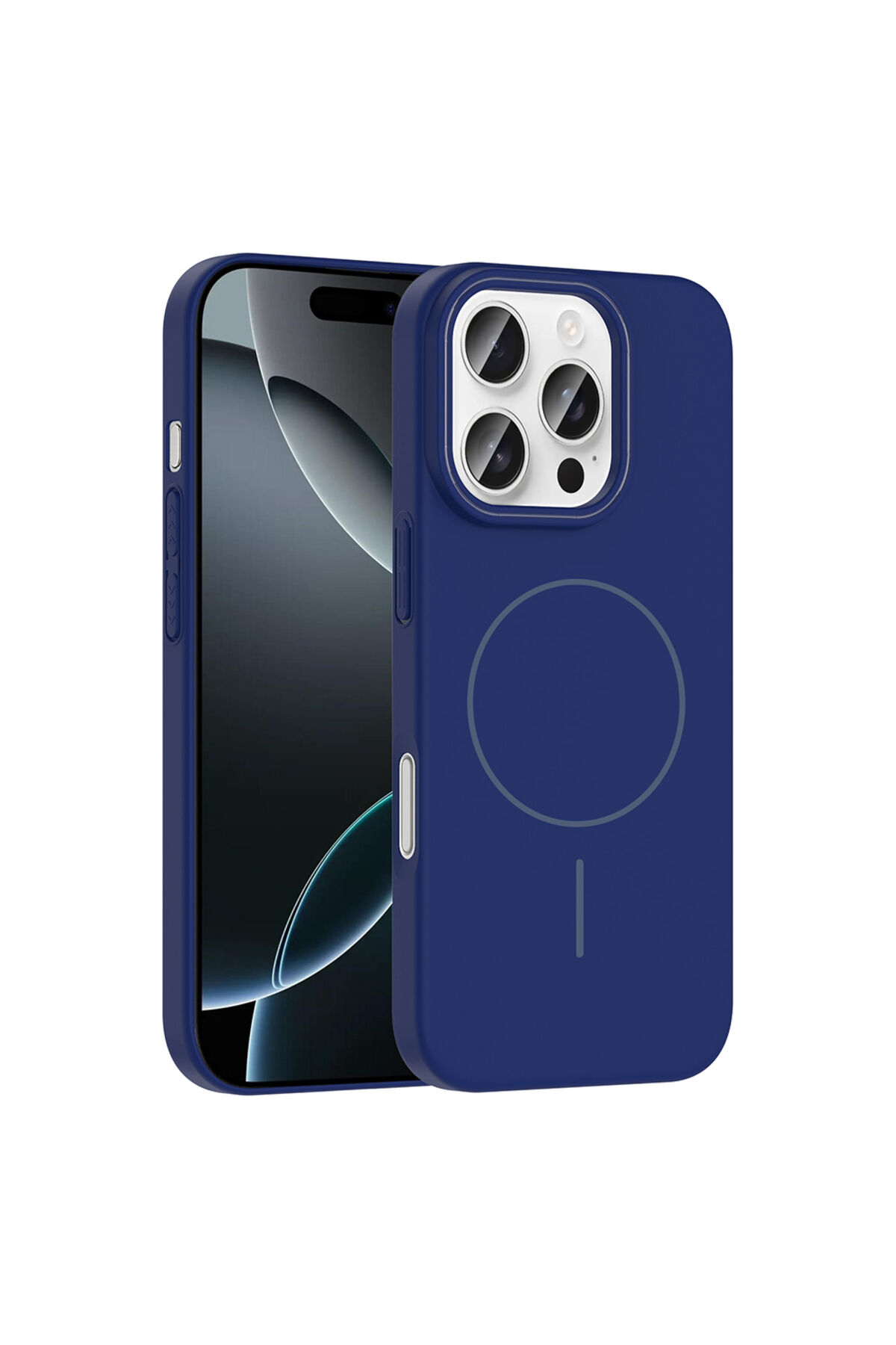 iPhone 16 Pro Kılıf Magsafe Şarj Özellikli Zore Ruby Silikon Kapak - Lacivert Lacivert
