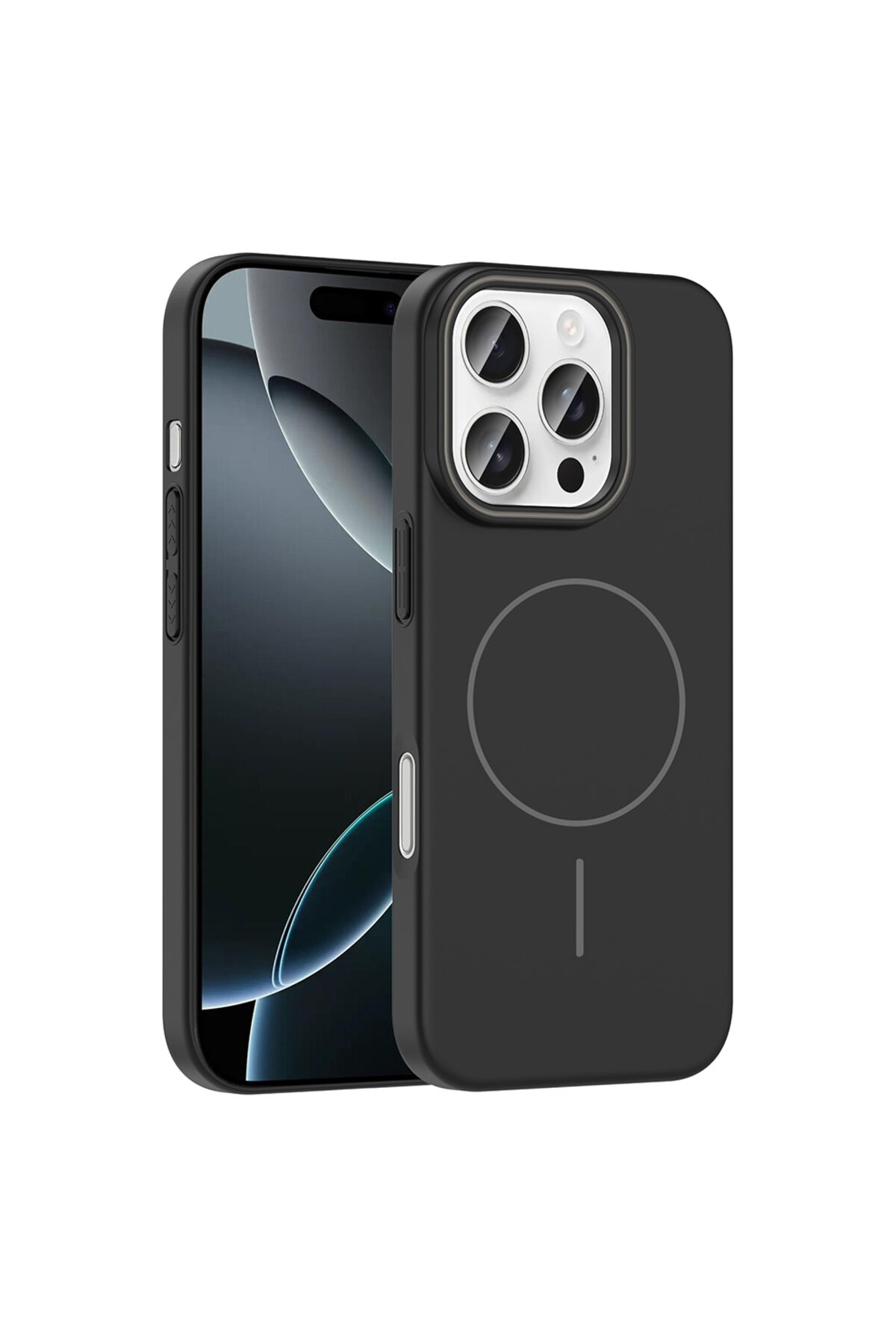 iPhone 16 Pro Kılıf Magsafe Şarj Özellikli Zore Ruby Silikon Kapak - Lacivert Şeffaf