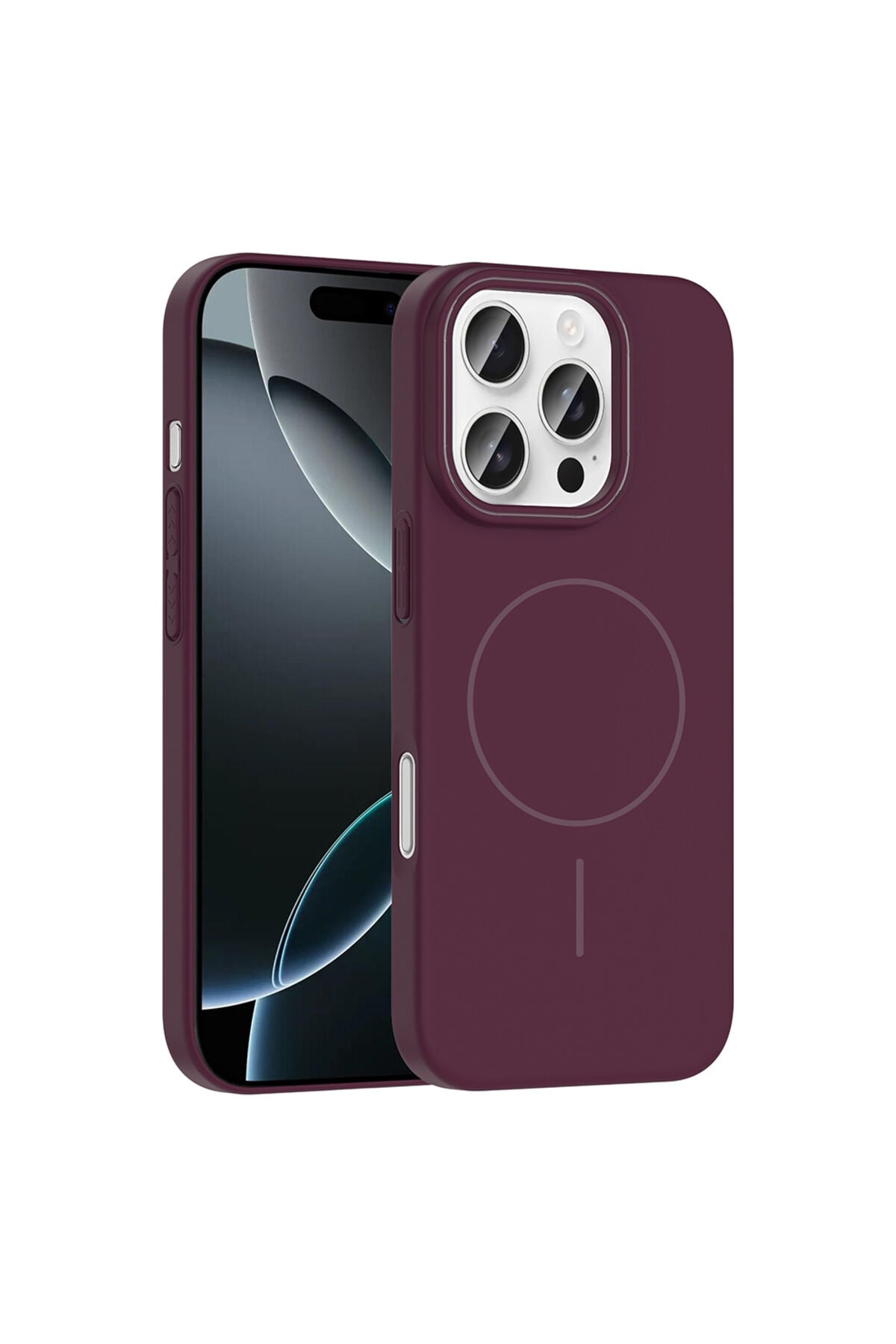 iPhone 16 Pro Max Kılıf Magsafe Şarj Özellikli Zore Ruby Silikon Kapak - Lacivert Şeffaf