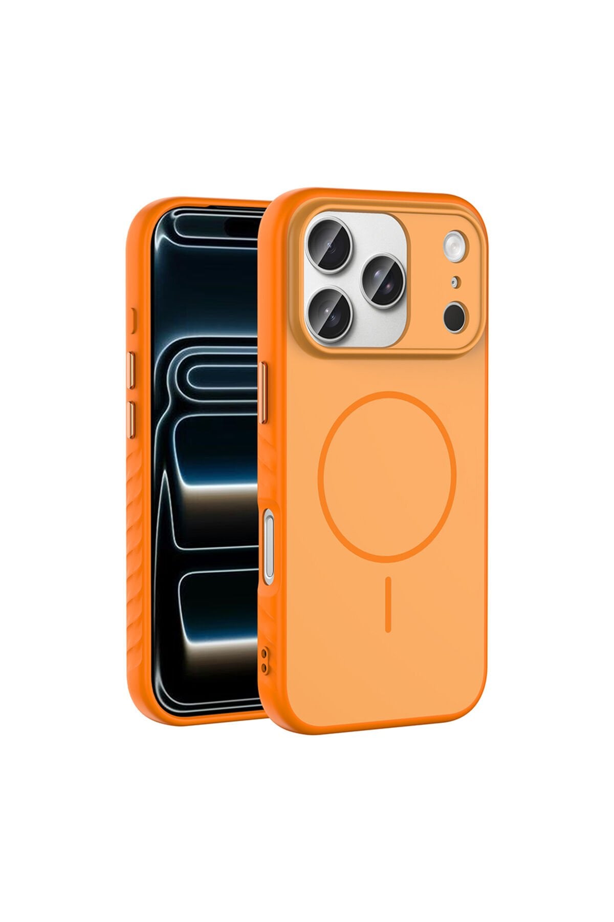 iPhone 17 Pro Max Kılıf M-safe Şarj Özellikli Zore Tea Kapak Turuncu
