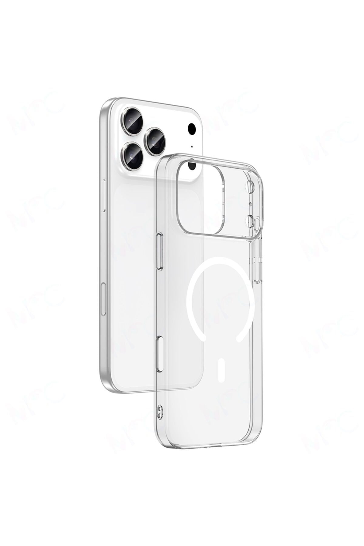 iPhone 17 Pro Max Kamera Korumalı M-Safe Şarj Özellikli Şeffaf Zore London Silikon Kapak Şeffaf