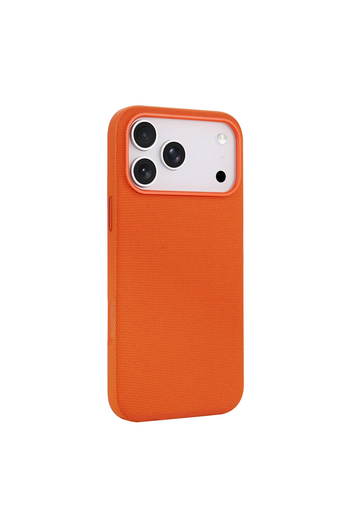 iPhone 17 Pro Max Kılıf M-Safe Şarj Özellikli Kumaş Tasarımlı Zore Miami Sert PC Kapak Turuncu