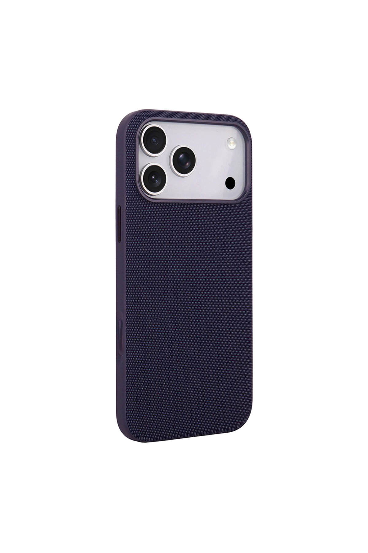 iPhone 17 Pro Max Kılıf M-Safe Şarj Özellikli Kumaş Tasarımlı Zore Miami Sert PC Kapak Mor