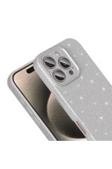 iPhone 16 Pro Kılıf Kamera Korumalı Simli Lüks Zore Koton Kapak - Gümüş Gümüş