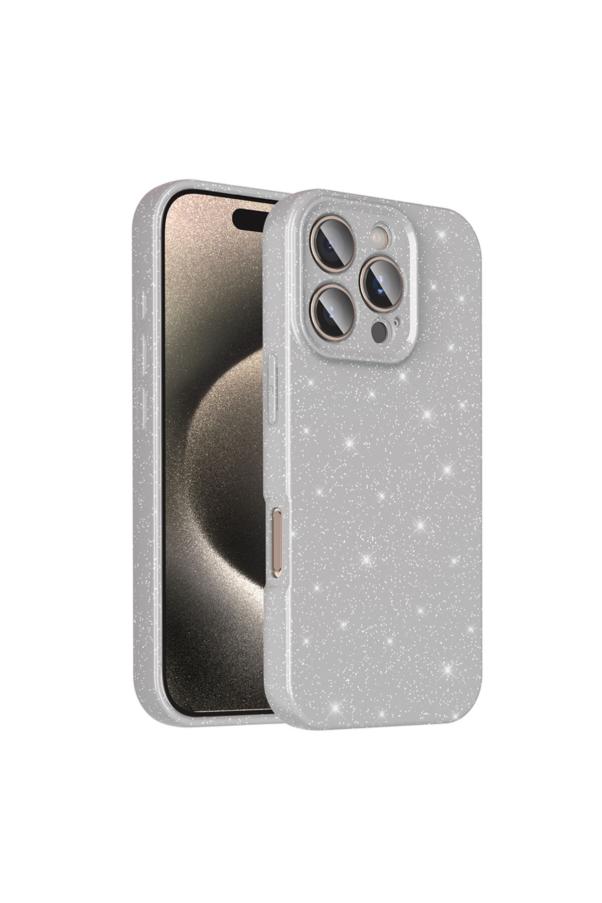 iPhone 16 Pro Kılıf Kamera Korumalı Simli Lüks Zore Koton Kapak - Gümüş Gümüş