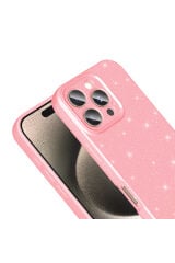 iPhone 16 Pro Kılıf Kamera Korumalı Simli Lüks Zore Koton Kapak - Gümüş Siyah
