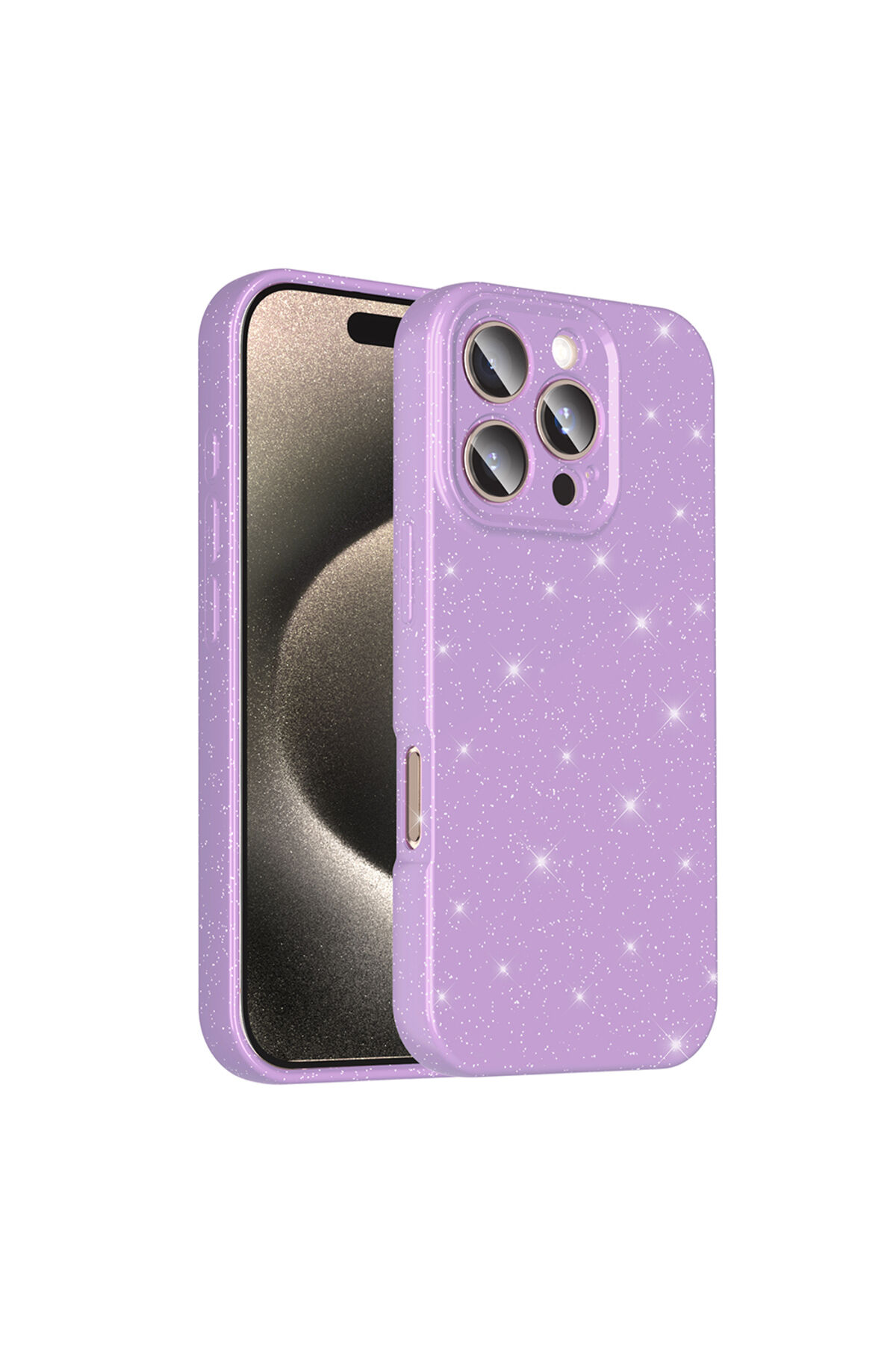 iPhone 16 Pro Kılıf Kamera Korumalı Simli Lüks Zore Koton Kapak - Gümüş Açık Pembe