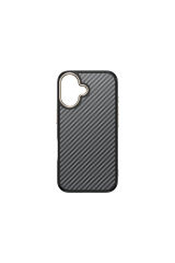 iPhone 16 Kılıf M-safe Şarj Özellikli Karbon Fiber Görünümlü Zore Antina Kapak - Gri Siyah-Yeşil