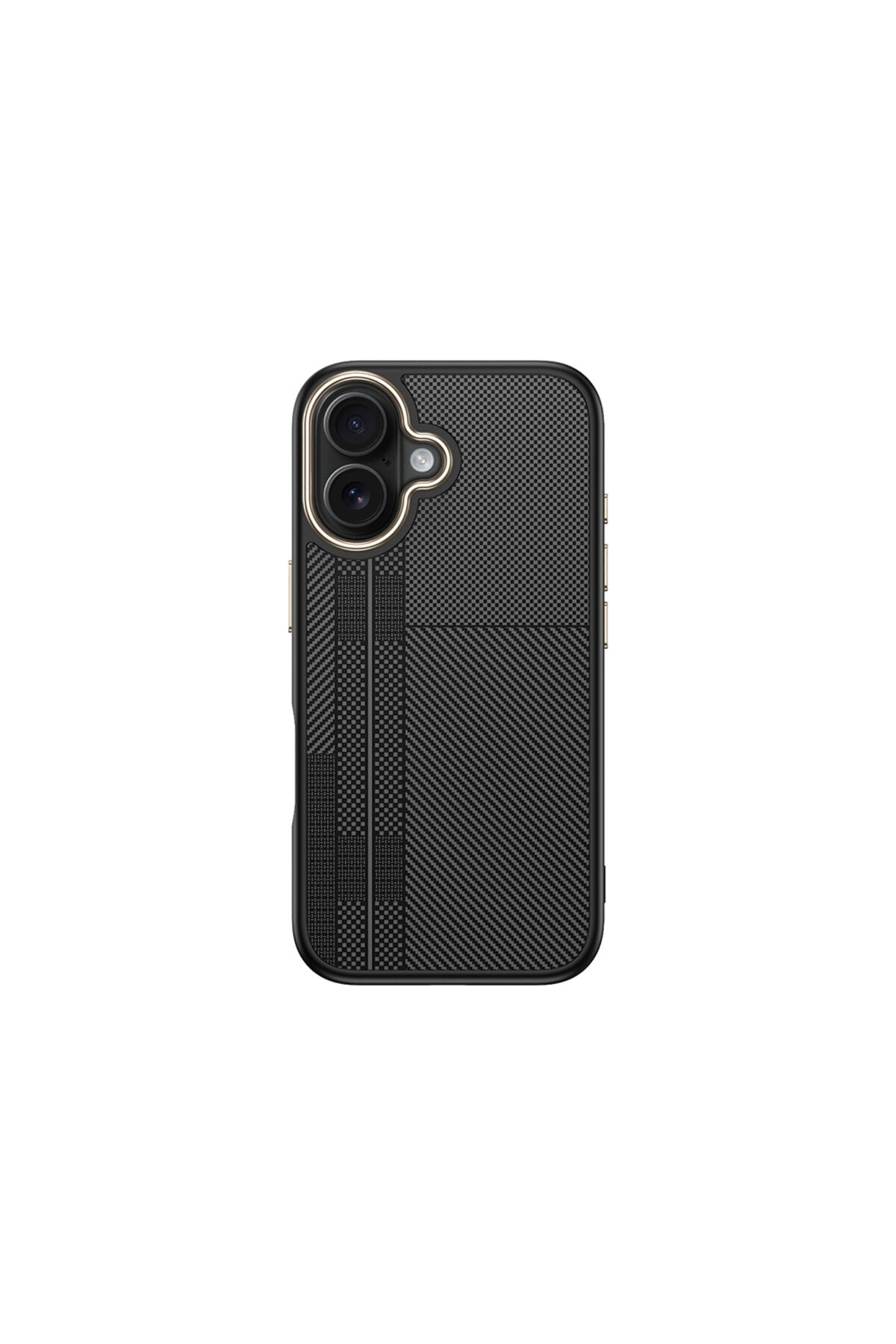 iPhone 16 Plus Kılıf M-safe Şarj Özellikli Karbon Fiber Görünümlü Zore Antina Kapak - Siyah-Gri Siyah-Gri