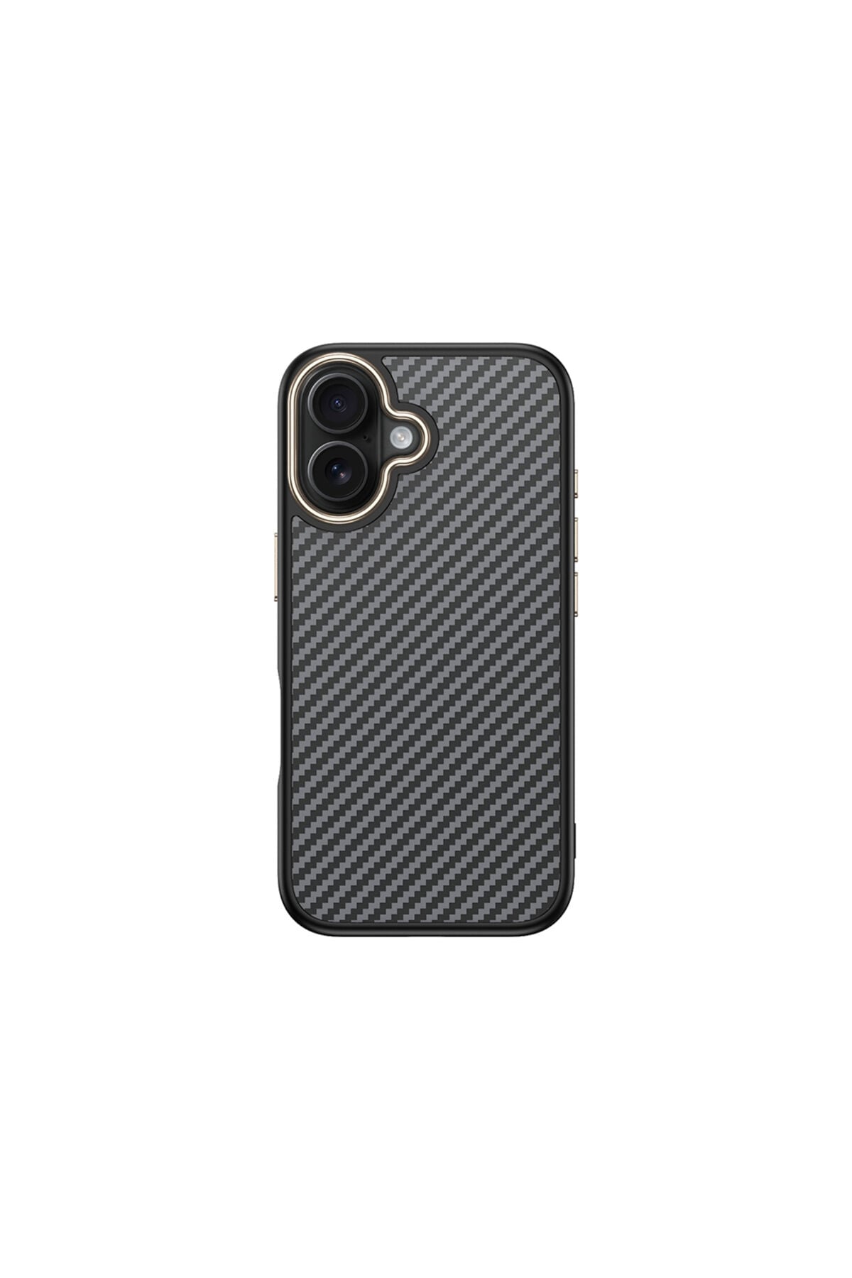 iPhone 16 Plus Kılıf M-safe Şarj Özellikli Karbon Fiber Görünümlü Zore Antina Kapak - Siyah-Gri Gri