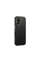 iPhone 16 Plus Kılıf M-safe Şarj Özellikli Karbon Fiber Görünümlü Zore Antina Kapak - Siyah-Gri Siyah