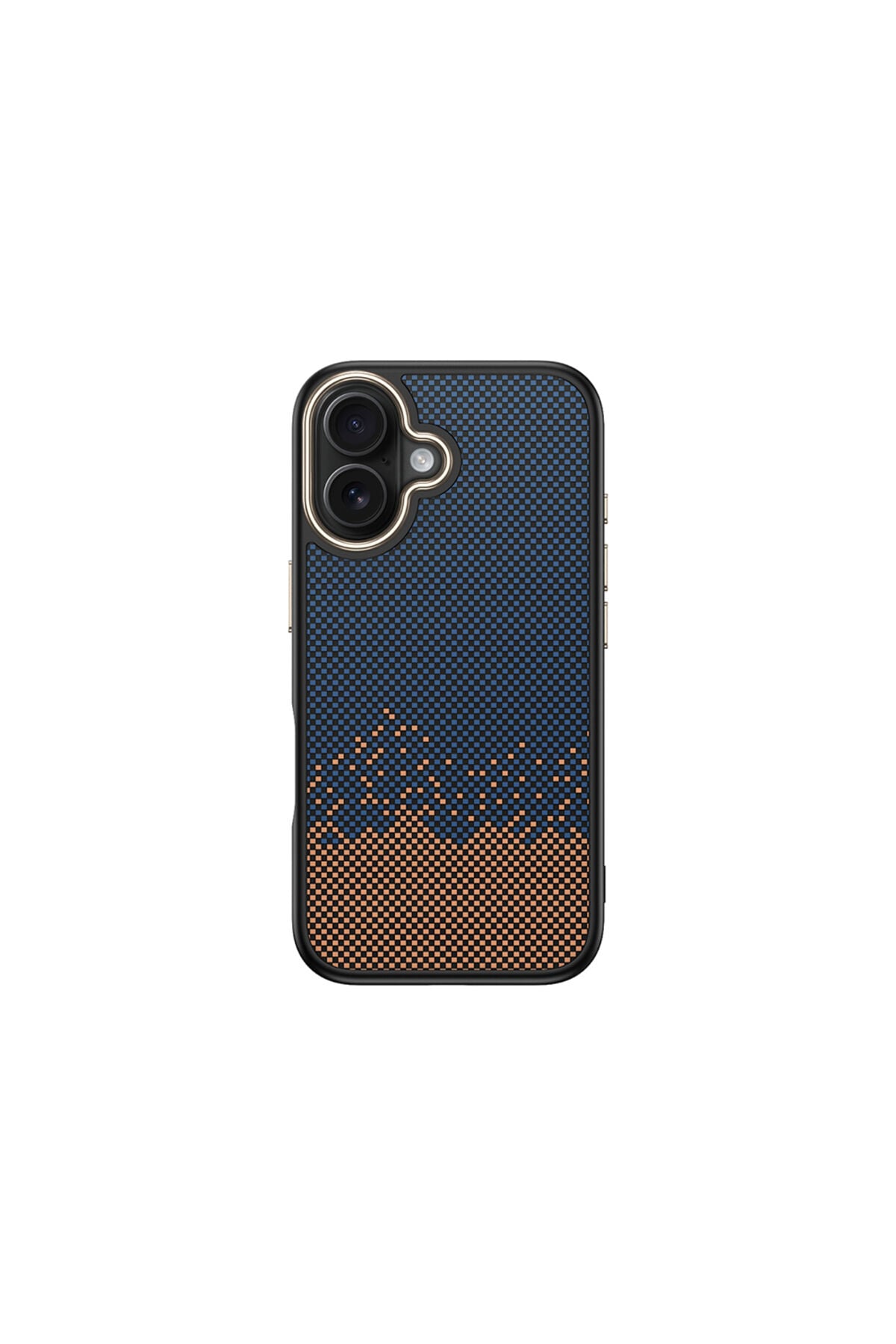 iPhone 16 Plus Kılıf M-safe Şarj Özellikli Karbon Fiber Görünümlü Zore Antina Kapak - Siyah-Gri Mavi