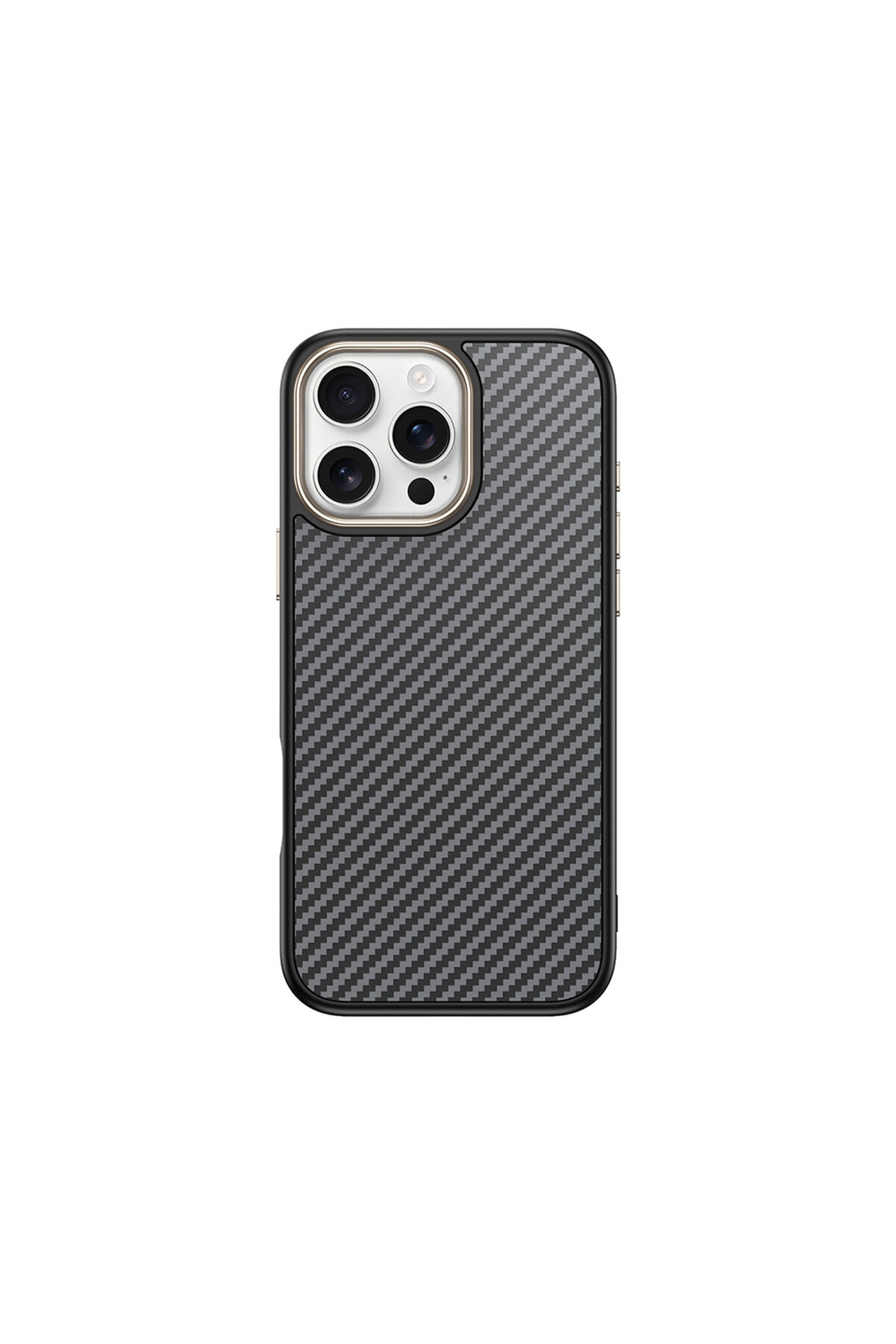 iPhone 16 Pro Max Kılıf M-safe Şarj Özellikli Karbon Fiber Görünümlü Zore Antina Kapak - Gri Gri