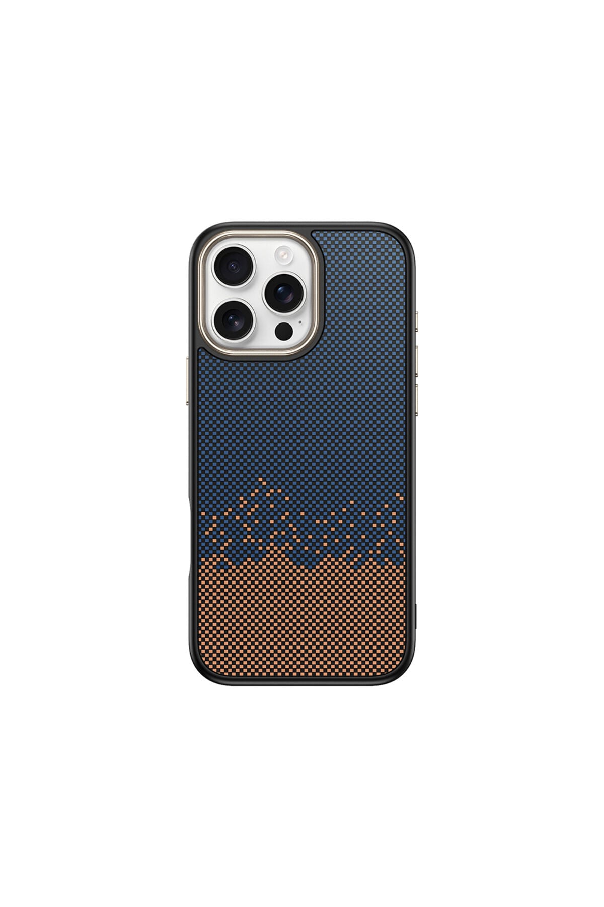iPhone 16 Pro Max Kılıf M-safe Şarj Özellikli Karbon Fiber Görünümlü Zore Antina Kapak - Gri Mavi