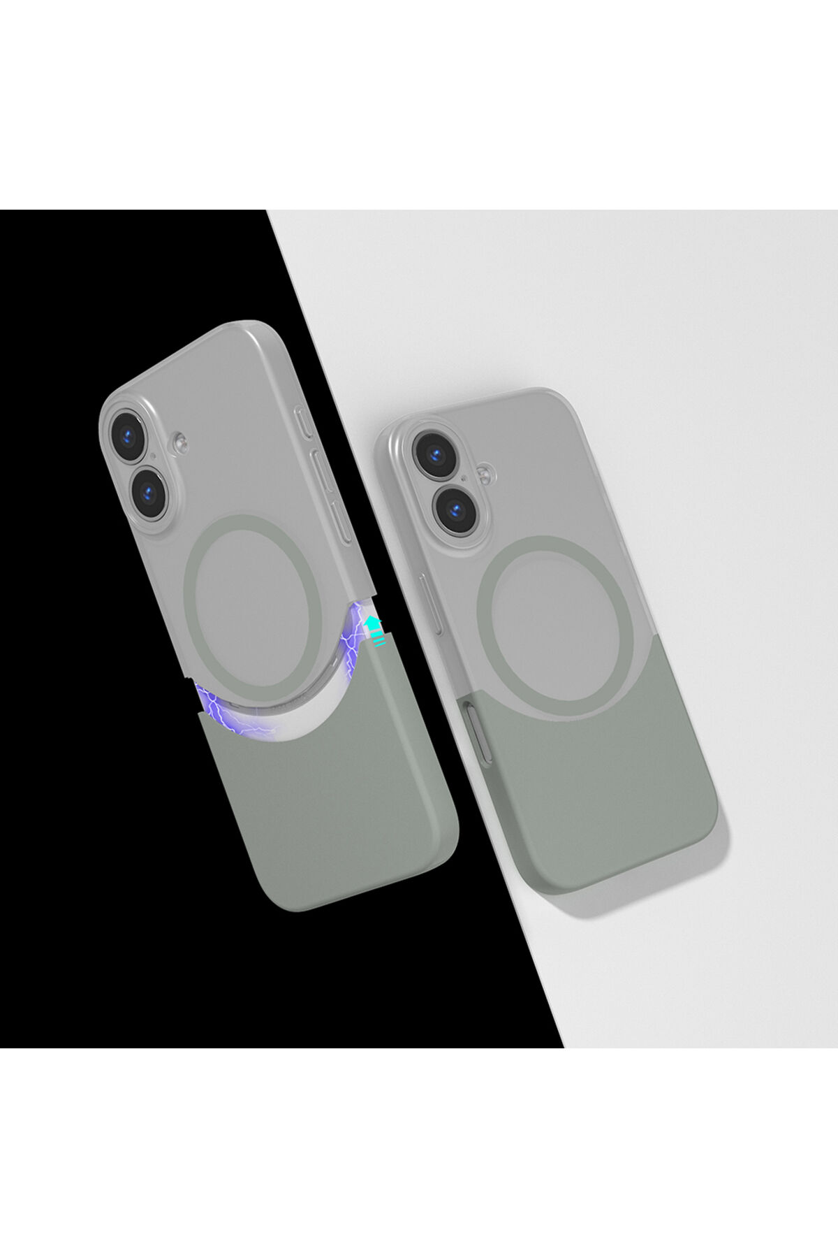 iPhone 16 Kılıf M-Safe Şarj Özellikli Mıknatıslı SEKO Duble Kapak - Siyah Siyah