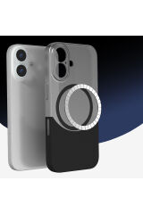 iPhone 16 Kılıf M-Safe Şarj Özellikli Mıknatıslı SEKO Duble Kapak - Siyah Lacivert