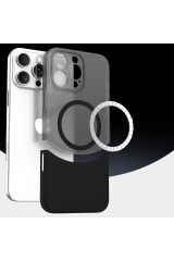 iPhone 16 Pro Kılıf M-Safe Şarj Özellikli Mıknatıslı Zore Duble Kapak - Lacivert Lacivert
