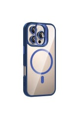 iPhone 16 Pro Kılıf Standlı ve Kamera Lens Hediyeli M-Safe Şarj Özellikli Zore Etro Kapak - Siyah Gri