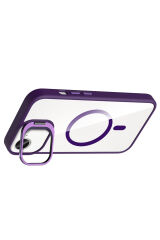 iPhone 16E Kılıf Standlı ve Kamera Lens Hediyeli M-Safe Şarj Özellikli ZPRB Etro Kapak - Desert Tita Desert Titanyum