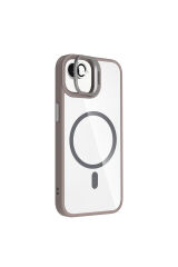 iPhone 16E Kılıf Standlı ve Kamera Lens Hediyeli M-Safe Şarj Özellikli ZPRB Etro Kapak - Desert Tita Desert Titanyum