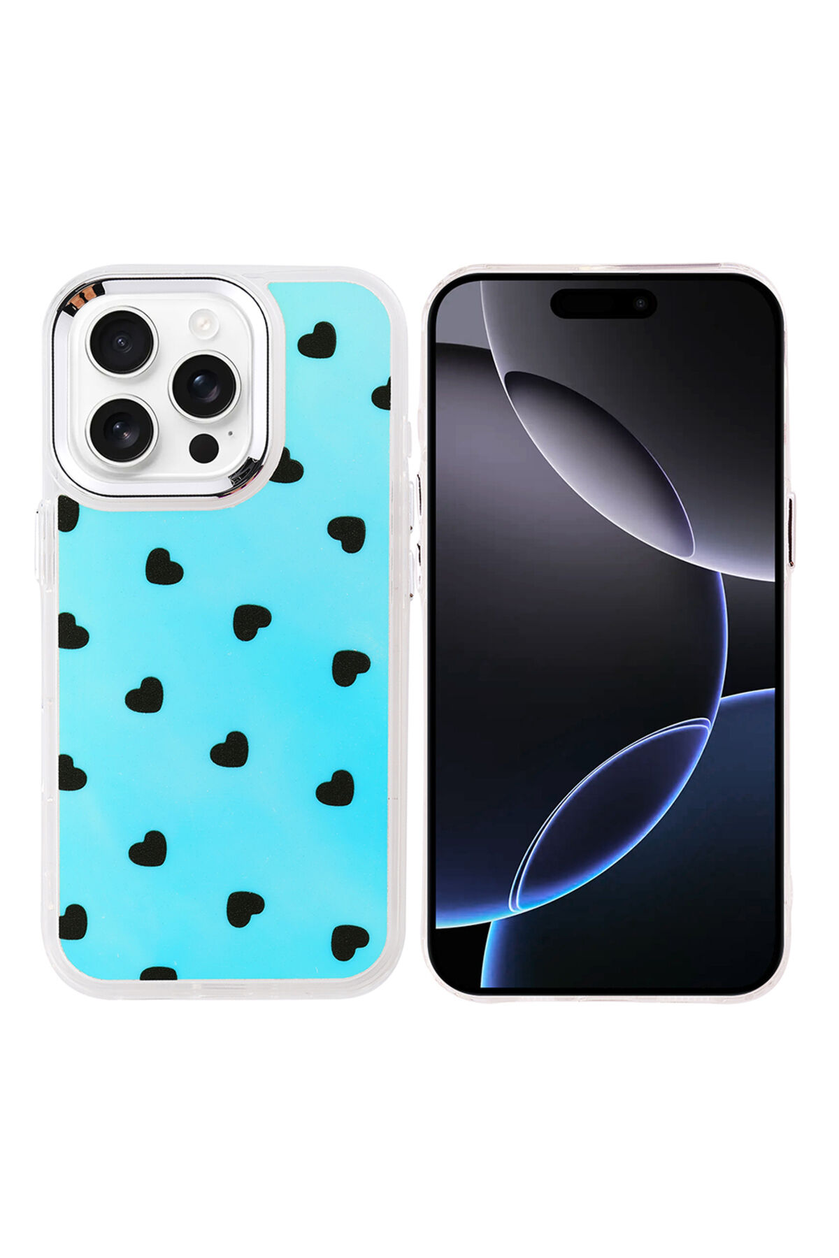 iPhone 16 Pro Max Kılıf Airbag Tasarımlı Zore Hadra Kapak - Kiraz Kalp