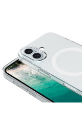 iPhone 17 Kılıf SEKO M-safe Şarj Özellikli Şeffaf Kamera Çerçeveli Porto Kapak - Şeffaf Şeffaf