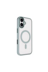 iPhone 17 Kılıf Wireless Şarj Özellikli Zore Krom M-safe Silikon Kapak - Turuncu Siyah