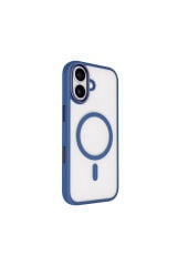iPhone 17 Kılıf Wireless Şarj Özellikli Zore Krom M-safe Silikon Kapak - Turuncu Lacivert