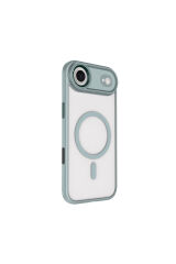 iPhone 17 Air Kılıf Wireless Şarj Özellikli Zore Krom M-safe Silikon Kapak - Lacivert Altın