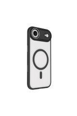 iPhone 17 Air Kılıf Wireless Şarj Özellikli Zore Krom M-safe Silikon Kapak - Lacivert Altın