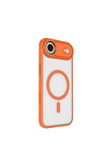 iPhone 17 Air Kılıf Wireless Şarj Özellikli Zore Krom M-safe Silikon Kapak - Lacivert Altın