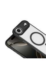 iPhone 17 Air Kılıf Wireless Şarj Özellikli Zore Krom M-safe Silikon Kapak - Lacivert Altın
