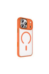 iPhone 17 Pro Kılıf Wireless Şarj Özellikli Zore Krom M-safe Silikon Kapak - Lacivert Altın