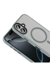 iPhone 17 Kılıf Mat Arka Yüzey Wireless Şarj Özellikli Zore Flet M-safe Kapak - Lacivert Lacivert
