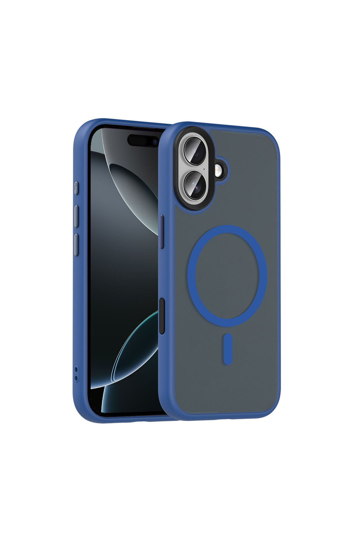 iPhone 17 Kılıf Mat Arka Yüzey Wireless Şarj Özellikli Zore Flet M-safe Kapak - Lacivert Lacivert