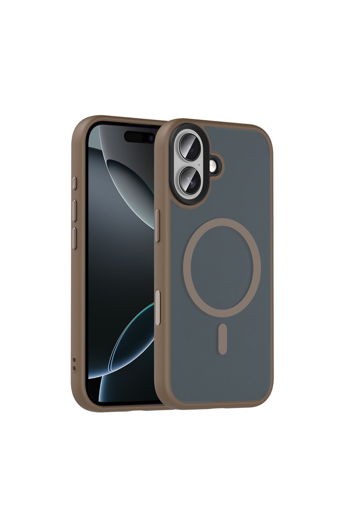 iPhone 17 Kılıf Mat Arka Yüzey Wireless Şarj Özellikli Zore Flet M-safe Kapak - Lacivert Gri