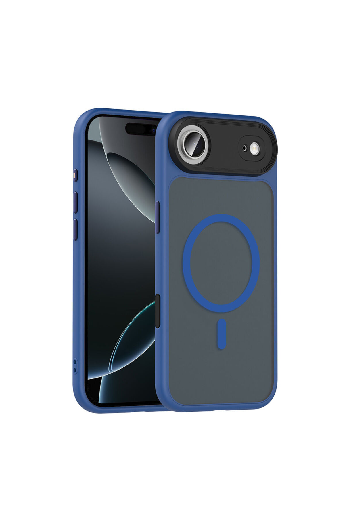 iPhone 17 Air Kılıf Mat Arka Yüzey Wireless Şarj Özellikli Zore Flet M-safe Kapak - Turuncu Turuncu