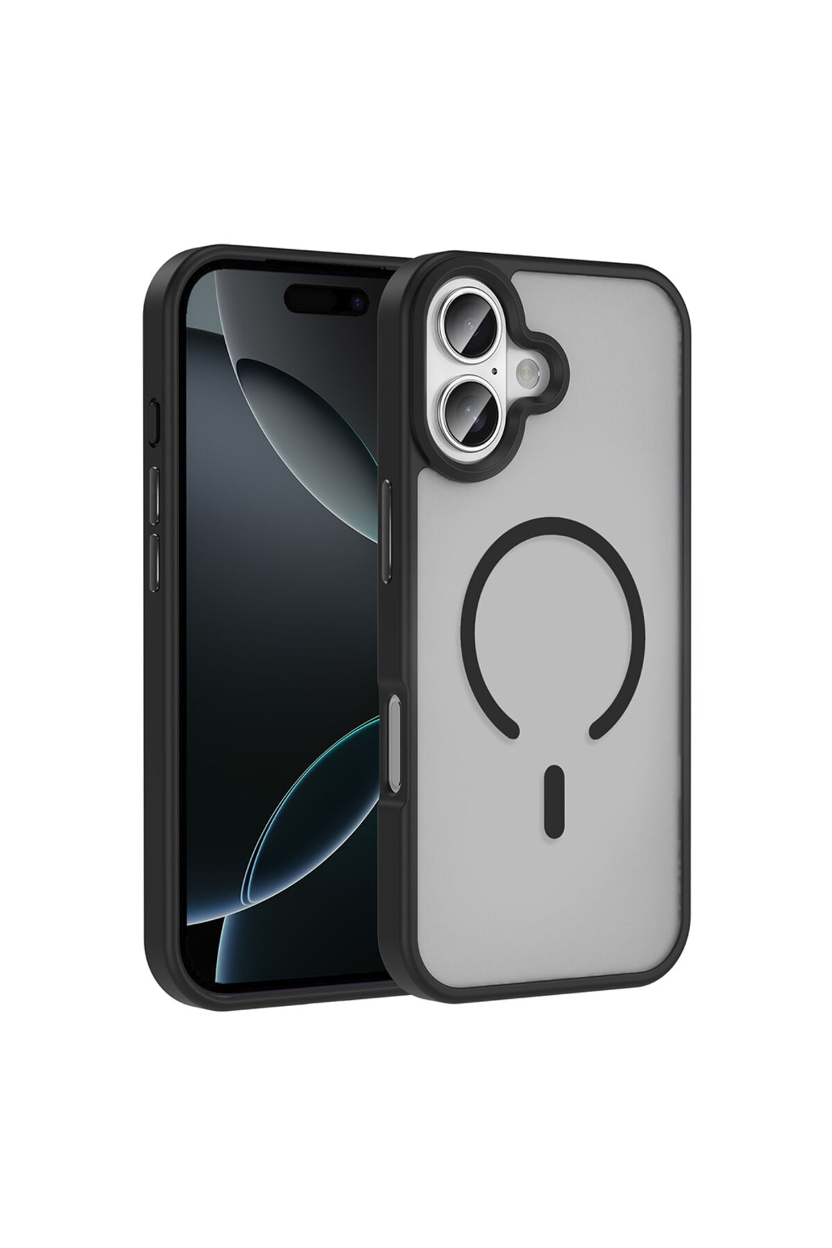 iPhone 17 Kılıf M-safe Şarj Özellikli Mat Arka Yüzey Zore Sio Kapak - Siyah Siyah