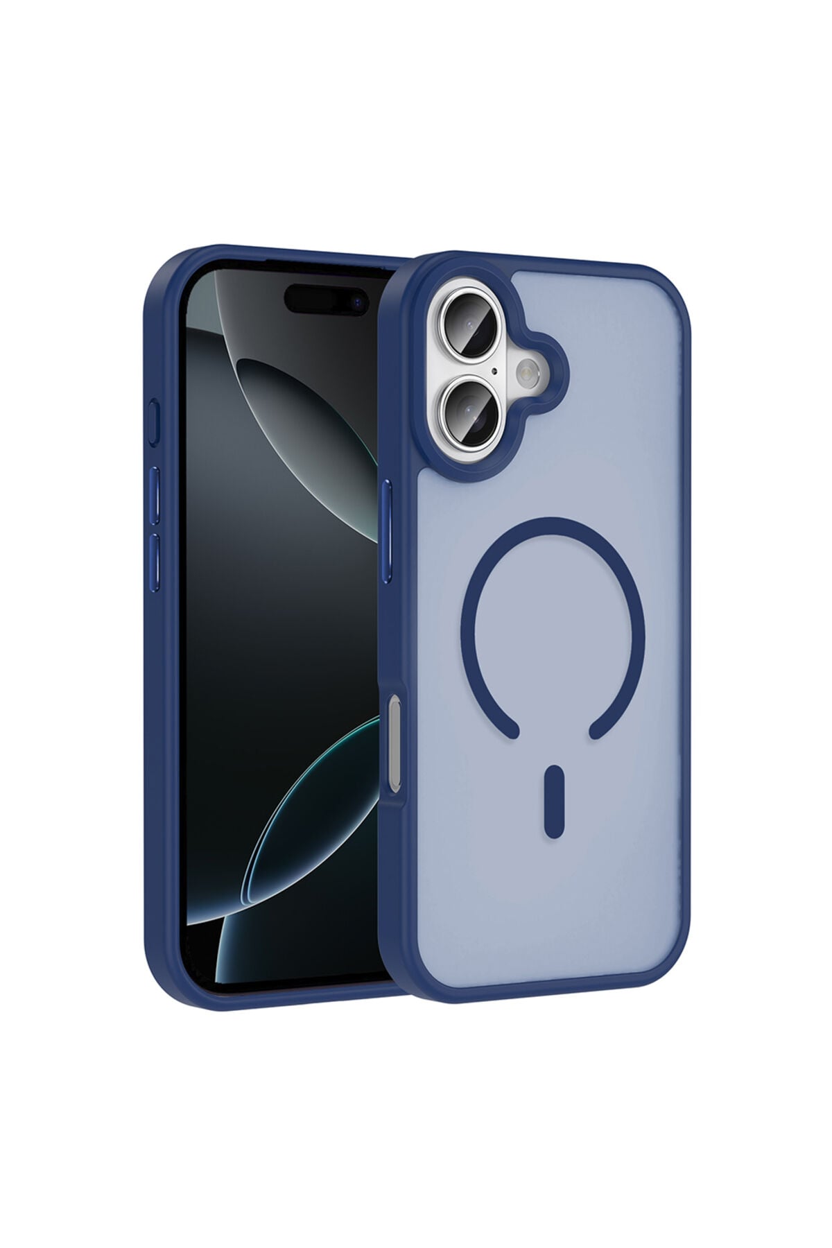 iPhone 17 Kılıf M-safe Şarj Özellikli Mat Arka Yüzey Zore Sio Kapak - Siyah Lacivert
