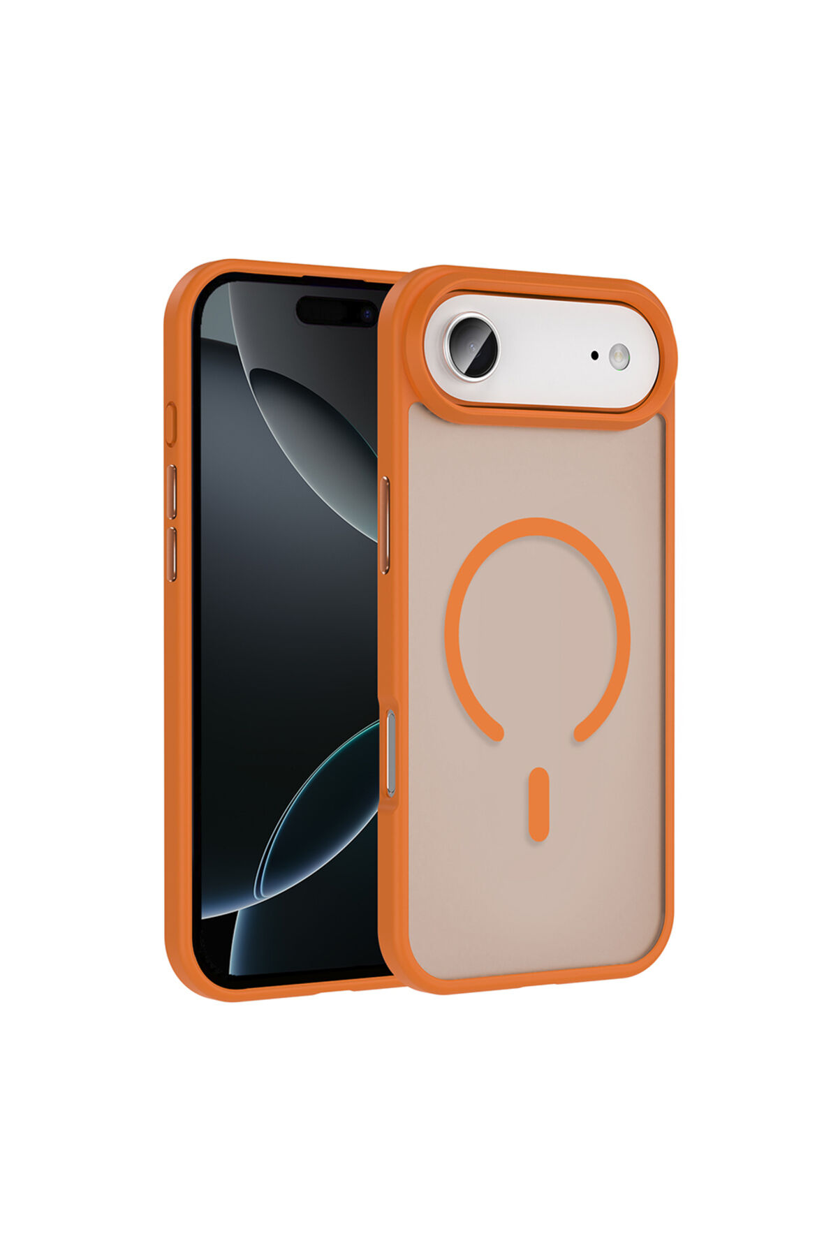 iPhone 17 Air Kılıf M-safe Şarj Özellikli Mat Arka Yüzey Zore Sio Kapak - Desert Titanyum Turuncu