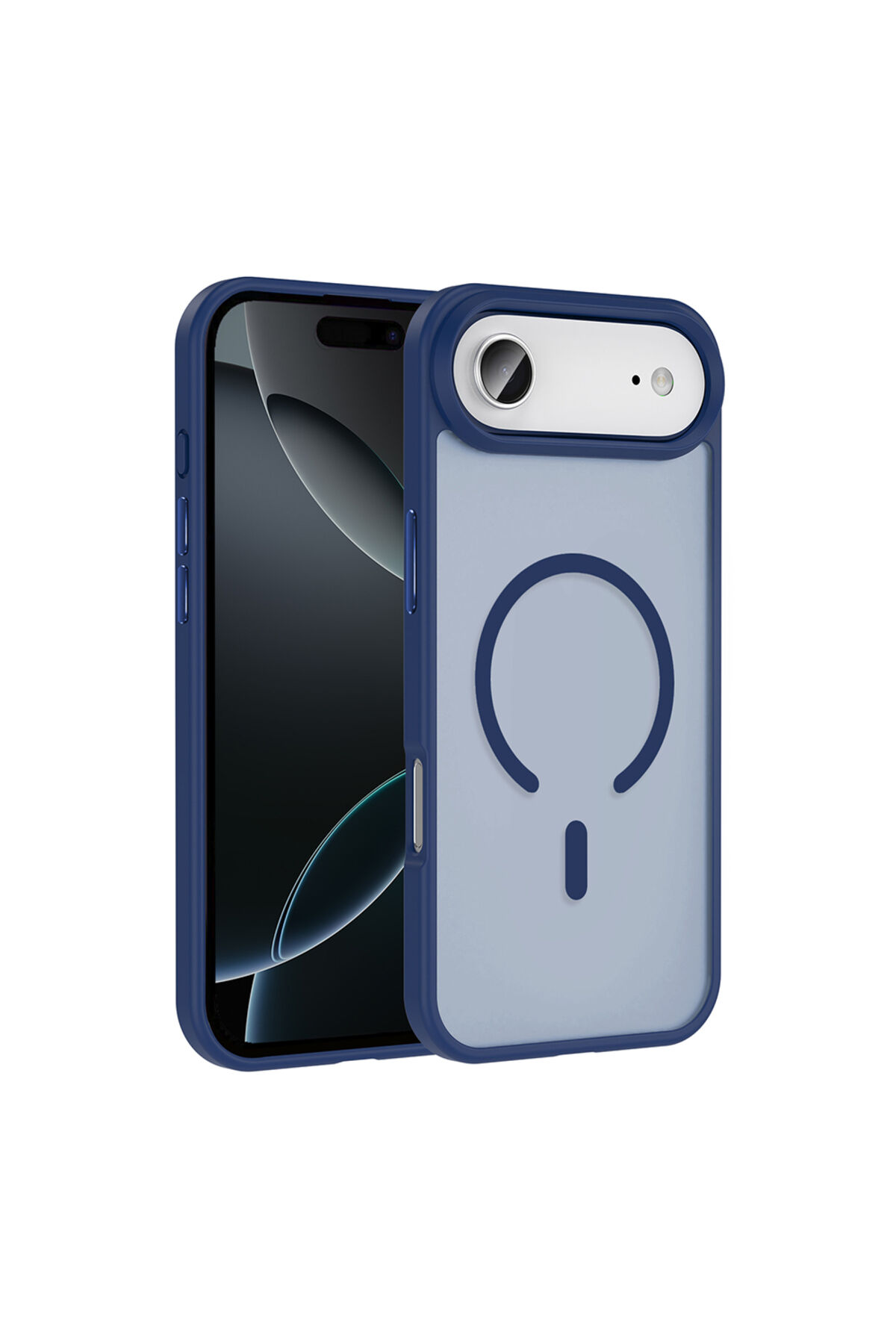iPhone 17 Air Kılıf M-safe Şarj Özellikli Mat Arka Yüzey Zore Sio Kapak - Desert Titanyum Lacivert