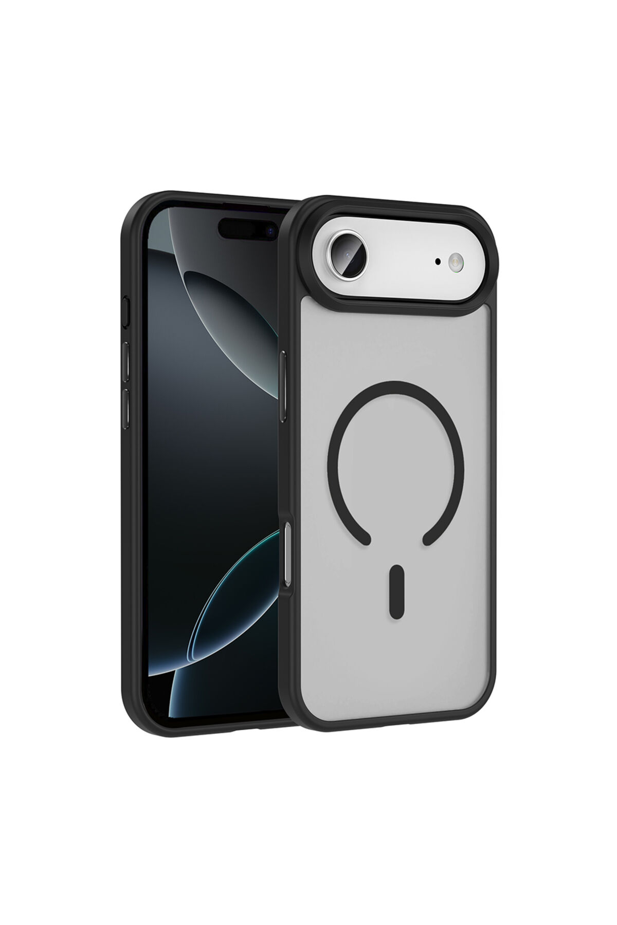 iPhone 17 Air Kılıf M-safe Şarj Özellikli Mat Arka Yüzey Zore Sio Kapak - Desert Titanyum Siyah