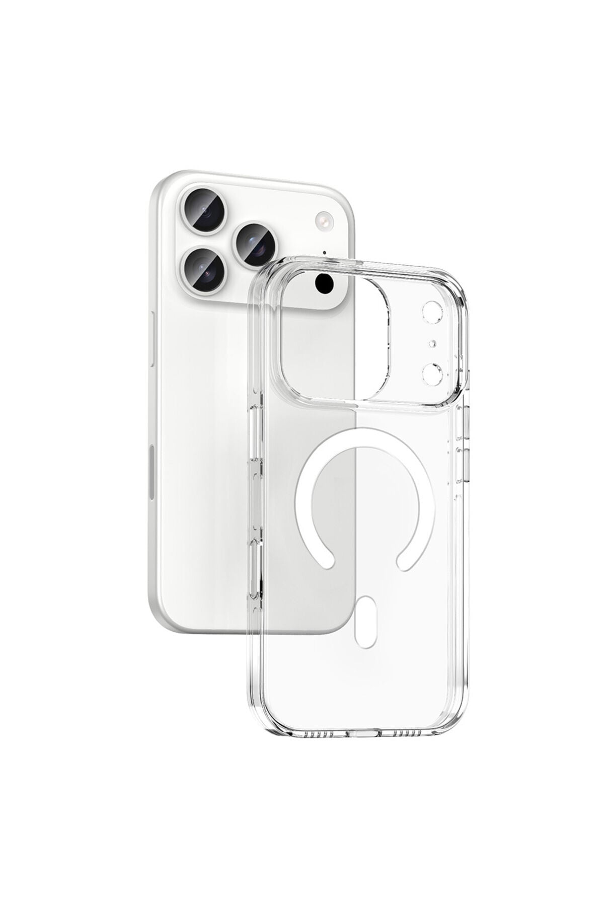iPhone 17 Pro Kılıf M-safe Şarj Özellikli Kamera Korumalı Zore Kripto Kapak - Şeffaf Şeffaf