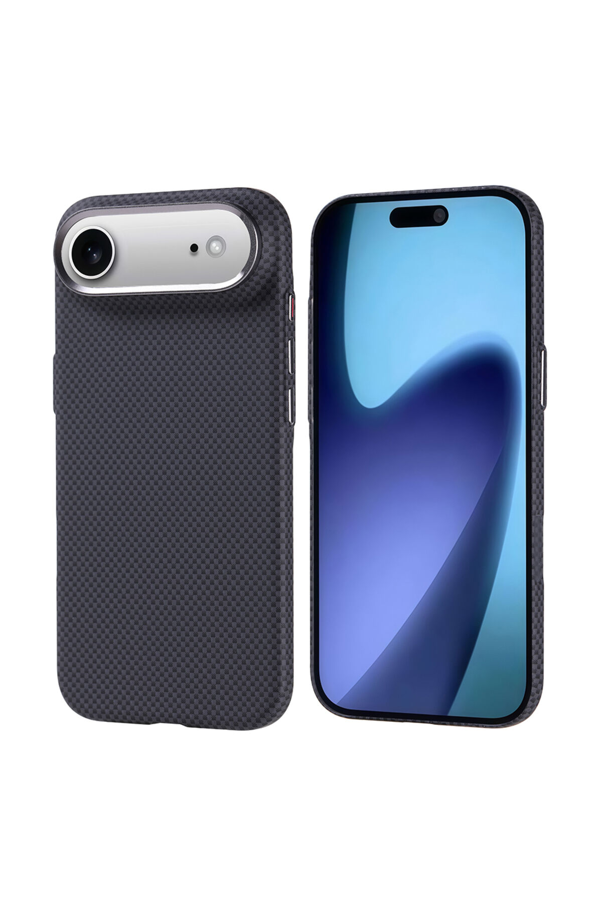 iPhone 17 Air Kılıf M-safe Şarj Özellikli Karbon Fiber Görünümlü Nekst Kapak - Siyah Şeffaf