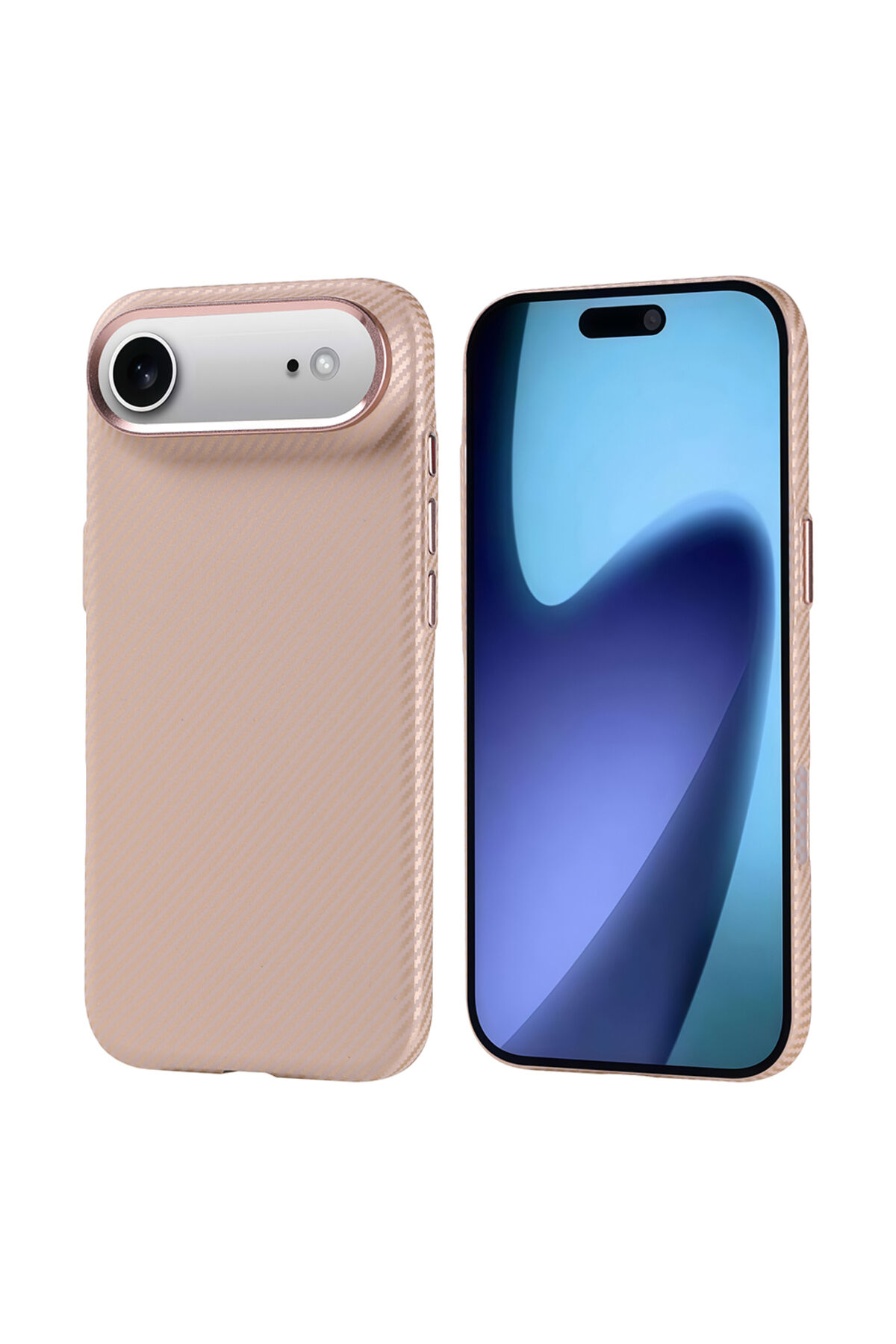 iPhone 17 Air Kılıf M-safe Şarj Özellikli Karbon Fiber Görünümlü Nekst Kapak - Siyah Bej