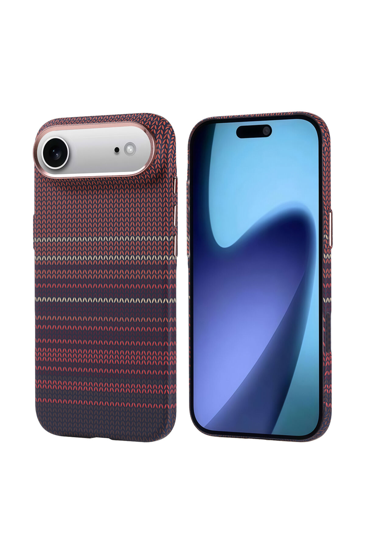 iPhone 17 Air Kılıf M-safe Şarj Özellikli Karbon Fiber Görünümlü Nekst Kapak - Siyah Kırmızı