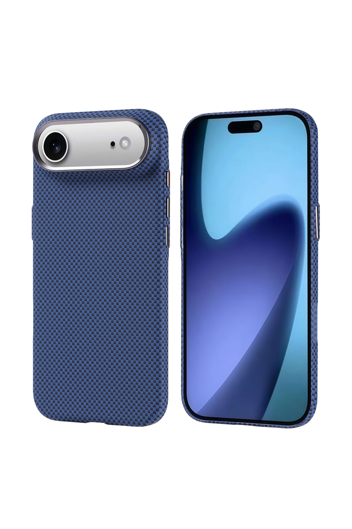 iPhone 17 Air Kılıf M-safe Şarj Özellikli Karbon Fiber Görünümlü Nekst Kapak - Siyah Lacivert