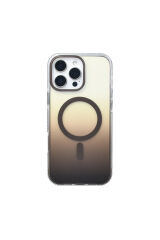 iPhone 16 Pro Max Kılıf M-safe Şarj Özellikli Transparan Renk Geçişli Zore Toros Kapak - Siyah Pembe